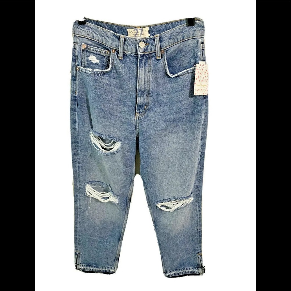 NWT FREE PEOPLE Distressed Jeans 27 Frayed Hem